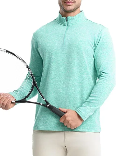Vista 2 de Sudadera de manga larga con forro polar UPF50+ para hombre, con cremallera de un cuarto, sudadera de golf