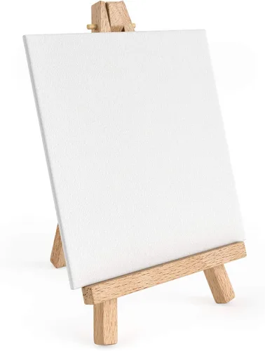 Vista 4 de ARTEZA Mini caballete de madera, paquete de 8, 8 pulgadas, soporte de exhibición ligero de madera de haya para fotos, lienzos, tarjetas de visita