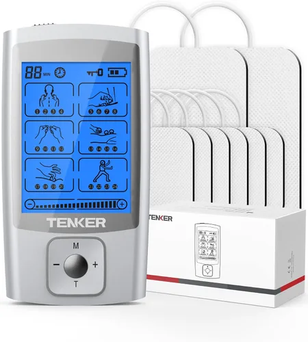 Vista 9 de TENKER - Unidad TENS para estimulación muscular, máquina TENS EMS de 24 modos para terapia de alivio del dolor/manejo del dolor, masajeador de pulso