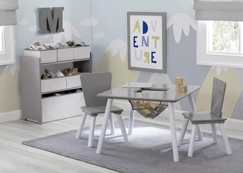 Vista 2 de Delta Children - Juego de 4 piezas para cuarto de juegos para niños pequeños, gris/blanco