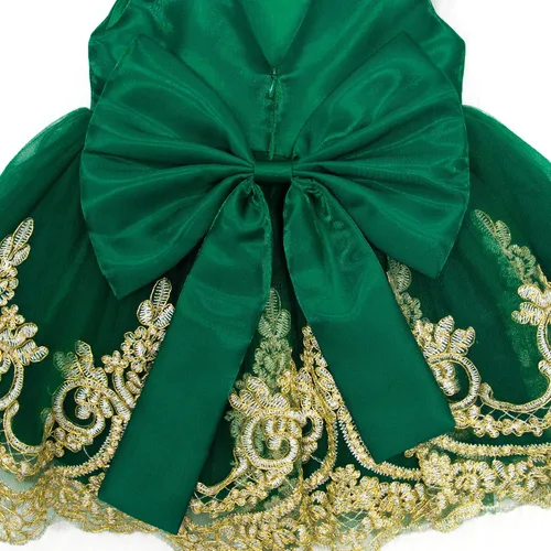 Vista 6 de 3M-3T - Vestido de niña para bebé, vestido de boda, vestido formal de encaje bordado + diadema