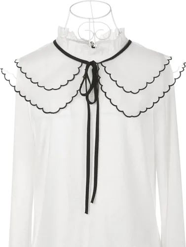 Vista 2 de Elerevyo Cuello falso desmontable, mini capa bordada semitransparente, gargantilla con cuello Ruff Dickey para mujer