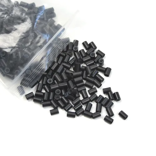 Vista 2 de 200 extensiones de cabello, micro anillos, enlaces, cuentas de anillo de cobre forradas de silicona, cuentas de cabello de 0.138 in para extensiones