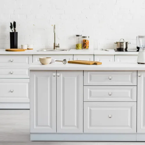 Vista 8 de Pomos de gabinete plateados de Home Expert, paquete de 5 - Tiradores cuadrados negros para cocina y cajones - Pomos de puerta de armario de níquel