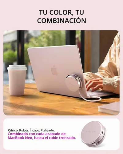 Vista 3 de Satechi OntheGo Hub USB-C 5 en 1, HDMI 4K/60Hz, lector de tarjetas SD Rubor