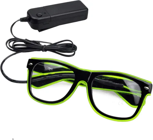Vista 4 de Luces EL Wire Neón Rave Gafas de sol resplandor intermitentes LED Disfraces para fiesta, EDM, Halloween RB01