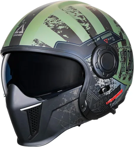 Vista 15 de TRIANGLE Cascos de motocicleta de cara completa, casco de motocross todoterreno para hombres y mujeres, doble visera con protector solar interno