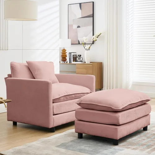 Vista 19 de Sofá modular modular de pana de 108.27 pulgadas, moderno juego de sofá para sala de estar con 3 asientos, 1 otomana y 3 almohadas, cómodos sofás