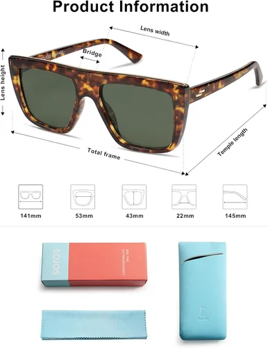 Vista 5 de SOJOS Gafas de sol planas de moda para mujeres y hombres