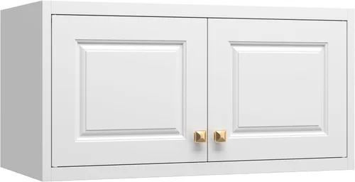 Vista 9 de Gabinete de Pared de Metal de 81 cm con 2 Puertas, Gabinetes Colgantes Negros con Manija, Gabinetes de Vestir de Metal, Armario Vestidor Clóset