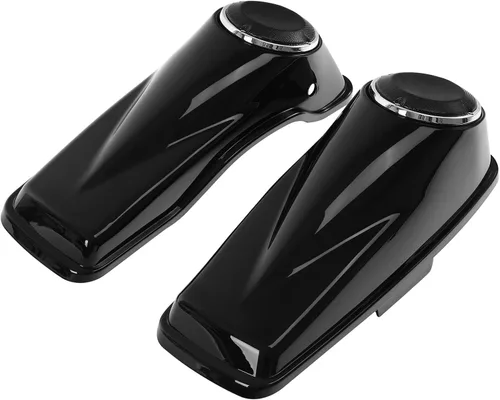 Vista 15 de TCT-MOTORPARTS Alforjas de mezclilla negra con tapas, bocina de 5 x 7 pulgadas, rejillas para Harley Street Glide Road King Road Glide Ultra Limited