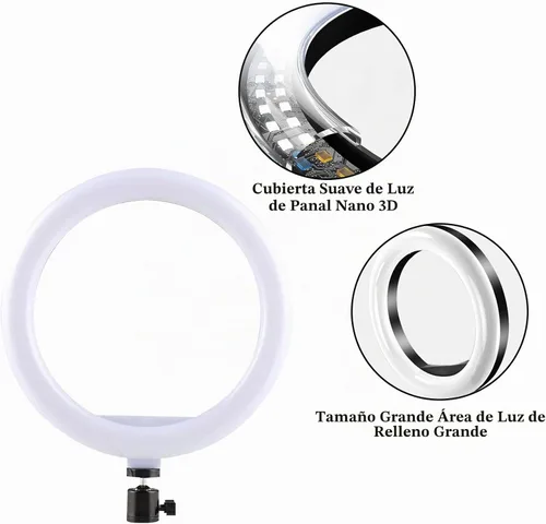 Vista 3 de Anillo de luz para selfie con 3 modos de luz y 10 niveles de brillo alimentado por USB, mini luz de relleno LED para YouTube/TIK