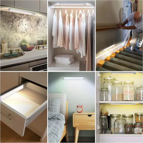 Vista 7 de Luces para debajo del gabinete, luces recargables debajo del mostrador para cocina, 188 luces LED con sensor de movimiento para interiores