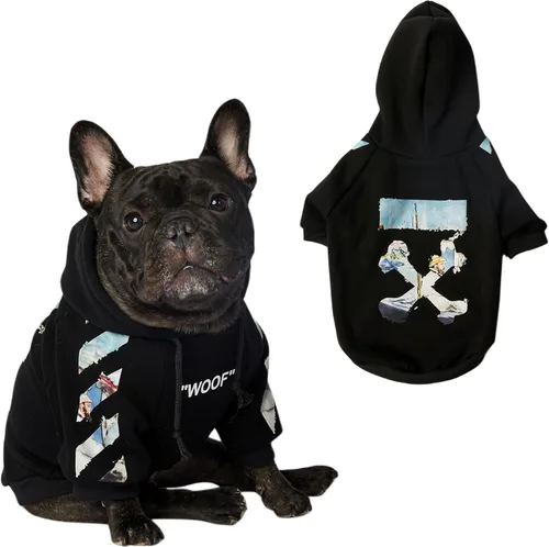 Vista 11 de ChoChoCho Sudadera con capucha y suéter para perros – Elegante ropa urbana de algodón para gatos y cachorros en gris – S, M, L