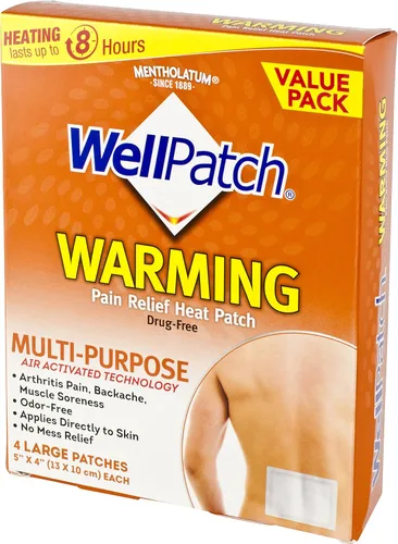 Vista 3 de WellPatch Parche térmico para aliviar el dolor, 4 parches grandes, 5 x 4 pulgadas (5.1 x 3.9 in) cada uno
