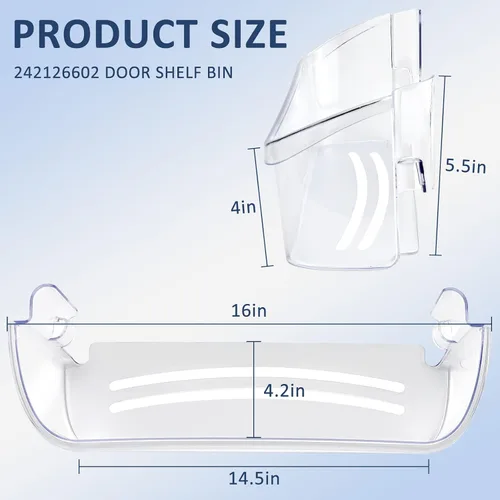 Vista 2 de 242126602 Estante de puerta de repuesto compatible para Frigi-daire Cro-sley Refrigerador Bin-por MIFLUS/Se ajusta a Ffss2625ts0 Estante lateral