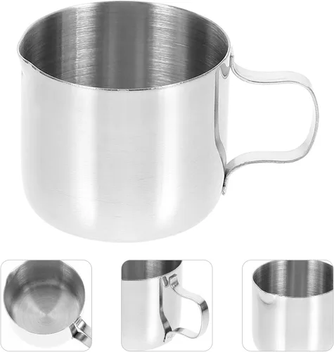 Vista 8 de Luxshiny Vasos de espuma de acero inoxidable mini jarra de crema con boquilla y mango, taza de servir leche de 1 onza para café Latte Art, espumador