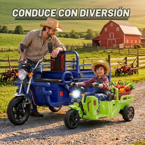 Vista 2 de Hikole Motocicleta eléctrica de 12 V y 3 ruedas para niños a partir de 3 Verde militar