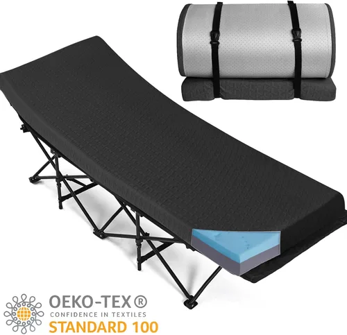 Vista 8 de Almohadilla de colchón de espuma viscoelástica de 3 pulgadas de grosor, almohadilla de dormir portátil con funda impermeable, almohadilla de colchón