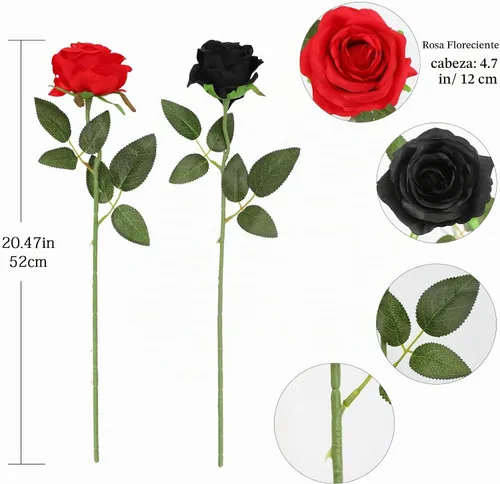 Vista 2 de Tifuly Rosas artificiales – 12 piezas de rosas artificiales realistas de tallo largo, rosas de seda estilo Mashup para ramos de bricolaje, centros