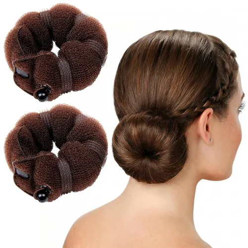 Vista 10 de Goldrose Accesorio de peluquería de belleza, 2 piezas para hacer moños y rizadores en tamaño pequeño y grande (negro)
