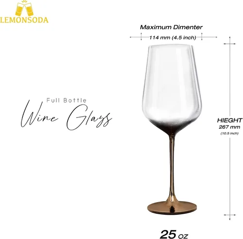 Vista 4 de LEMONSODA Full-Bottle - Copas de vino de cobre artesanal prémium (25 onzas líquidas) (juego de 16) [2109]