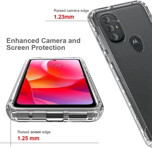 Vista 2 de Funda compatible con Moto G Power 2022, XT2165DL con protector de pantalla de vidrio templado, cuerpo completo, a prueba de golpes, transparente