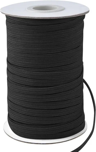 Vista 11 de Coopay Bandas elásticas planas de 45 yardas de largo, 1/2 pulgada de ancho, cuerda elástica plana para coser proyectos de bricolaje, artes y Negro