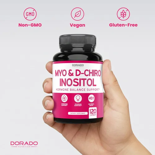Vista 7 de Suplemento de Myo-Inositol y D-Chiro Inositol para Mujeres (120 Cápsulas, 2050mg por Porción, Relación Ideal 40:1 Myo Inositol) Equilibrio Hormonal