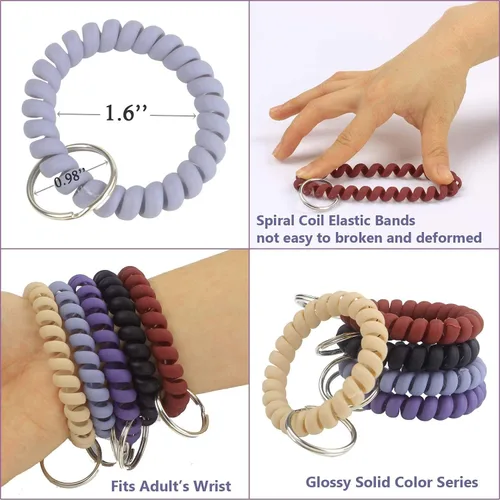 Vista 3 de Paquete de 5 pulseras elásticas en espiral de bobina de plástico de colores mixtos, Plástico, Sin gemas.