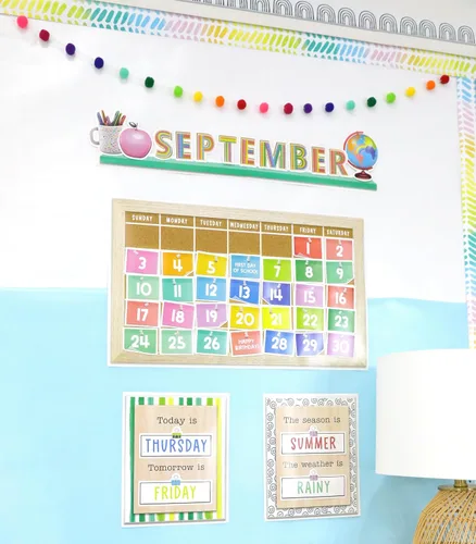 Vista 5 de Carson Dellosa Creatively Inspired - Juego de 118 piezas para calendario de aula, cabeceras mensuales, cumpleaños, cubiertas de números, estaciones