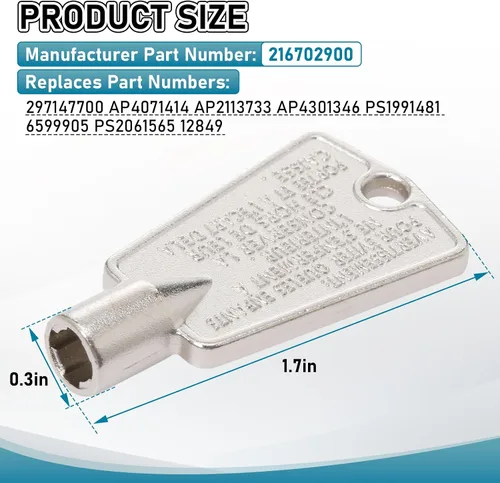 Vista 2 de 216702900 Llaves de puerta de congelador de metal, compatibles con Frigidaire, Kenmore, GE, reemplaza AP4071414 PS2061565 AP2113733 AP4301346