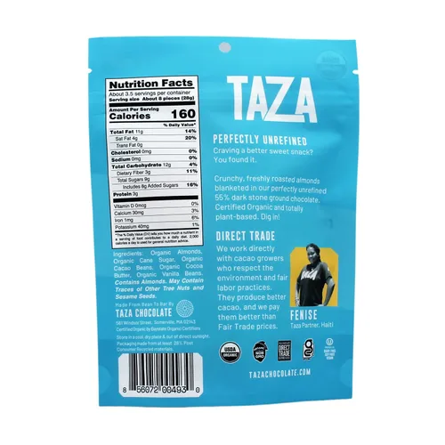 Vista 2 de Taza Chocolate Almendras cubiertas de chocolate orgánico 55% oscuras, 12