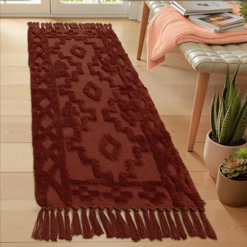 Vista 12 de Uphome Alfombra de Baño Bohemia de 2' x 3', Alfombras Pequeñas de Dormitorio Estilo Granja Lavables con Borlas, Tapetes de Baño Geométricos Beige