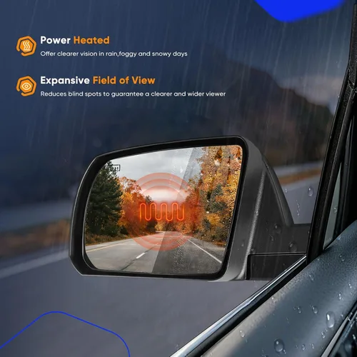 Vista 2 de ECCPP Espejo de visión lateral compatible con Toyota Tundra Sequoia 2007-2017 Plegable manual calentado To1320252 Lado del conductor Espejo