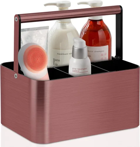 Vista 10 de BYUNER Organizador de Ducha Negro Portátil: Organizador de Baño de Plástico para Encimera, Organizador de Limpieza con Asa, Cesta de Ducha Rígida
