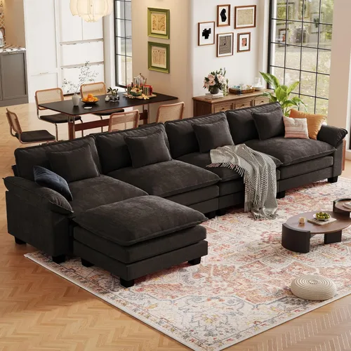 Vista 133 de CDCASA Silla de acento de gran tamaño de 50'' con otomana Asiento extra ancho y profundo estilo sofá nube para sala de estar, dormitorio, rincón