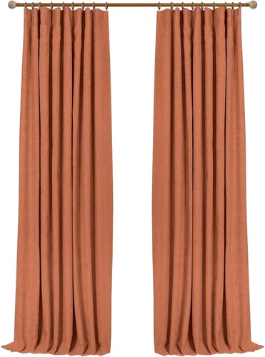 Vista 26 de INOVADAY Cortinas 100% opacas para dormitorio, cortinas opacas de color rosa bebé de 90 pulgadas de largo, cortinas opacas de lino con anillos