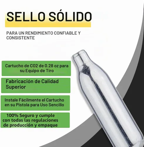 Vista 5 de Cartuchos de CO2 de 8 gramos / 12 gramos, sin rosca, cartuchos de cilindro de CO2 de alta calidad para pistolas de paintball, pistolas