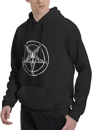 Vista 4 de Mens Athletic Hoodie Baphomet-Pentagram-Goat Gym Long Sleeve Hooded Sweatshirt Pullover With Pocket