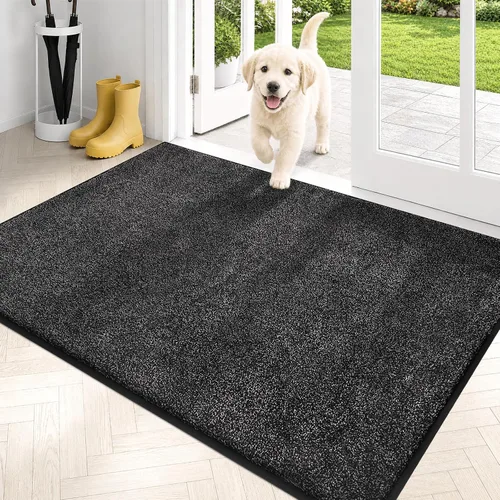 Vista 59 de PURRUGS Tapete para puerta con atrapamiento de suciedad, 20 x 31.5 pulgadas, antideslizante, lavable a máquina, tapete para puerta de perro, tapete