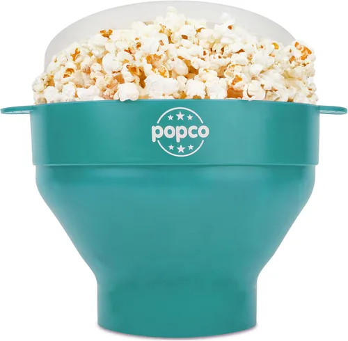 Vista 21 de POPCO Palomitas de maíz de silicona para microondas con asas, para hacer palomitas de maíz, para microondas, cuenco plegable, apto para Azul