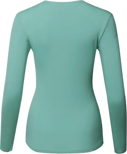 Vista 3 de STARJJ Camiseta básica de manga larga con cuello en V y cuello redondo para mujer (S-2XL)