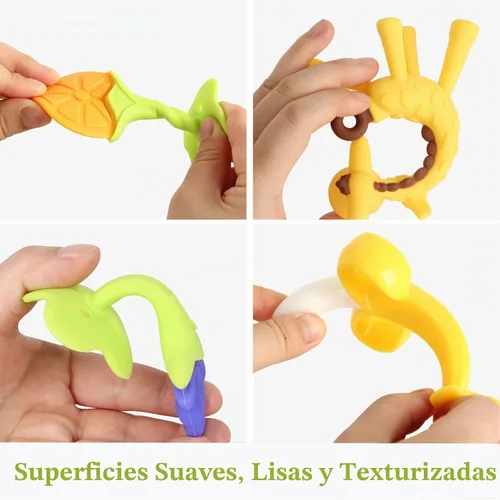 Vista 3 de Chuya Juguetes de dentición para bebés, mordedores con cepillo de dientes de plátano, cepillado de dientes, sin BPA, juguete masticable, para bebés