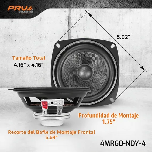 Vista 3 de PRV Audio Altavoz de neodimio de rango completo de 4 pulgadas 4MR60-NDY-4 PRO Audio de rango medio - 60 vatios, 4 ohmios - Controlador compacto