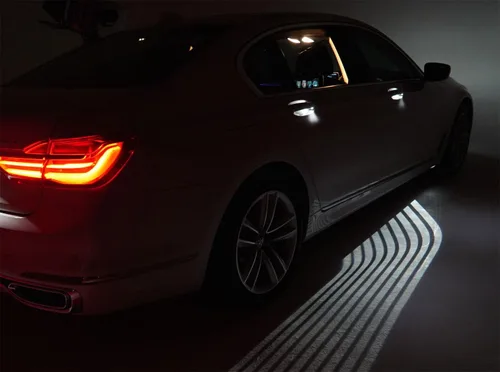 Vista 4 de iJDMTOY luz de bienvenida con alas de ángel estilo Bimmer, micro-óptica LED, luz de alfombra, ajuste universal compatible con cualquier auto, SUV