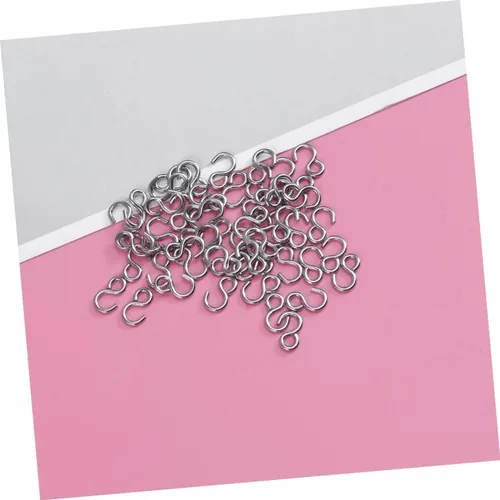 Vista 8 de 100 ganchos de acero inoxidable en forma de S, conectores de metal versátiles para manualidades, joyería colgante, llaveros y organización del hogar