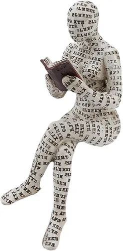 Vista 11 de Buachois Figura de lectura para mujer, decoración moderna de estantería, estatua de pensador de mujer de lectura de pulpa, escultura de arte