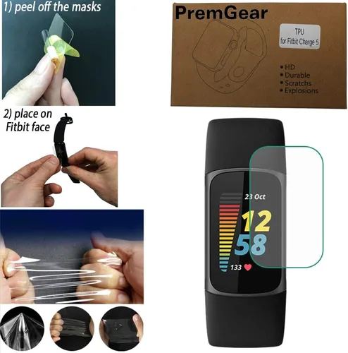 Vista 7 de Fitbit Charge 6 Fitness Tracker Watch con Google Apps (negro) Paquete con 3 correas de reloj cómodas de silicona PremGear 3, cable de carga de 3