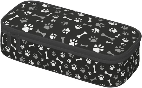 Vista 8 de Perinsto Estuche para lápices de patas y huesos de perro de gran capacidad, con múltiples compartimentos, papelería, huellas de animales